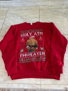 Jerzees Red Graphic 'Ugly Ath Thweater' Crewneck Sweatshirt